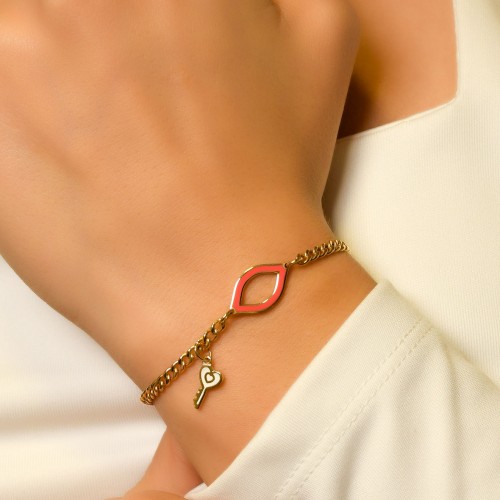 MİNELİ KALP ANAHTAR TASARIM BİLEKLİK 14 AYAR A052427 MİNELİ KALP ANAHTAR TASARIM BİLEKLİK 14 AYAR A052427