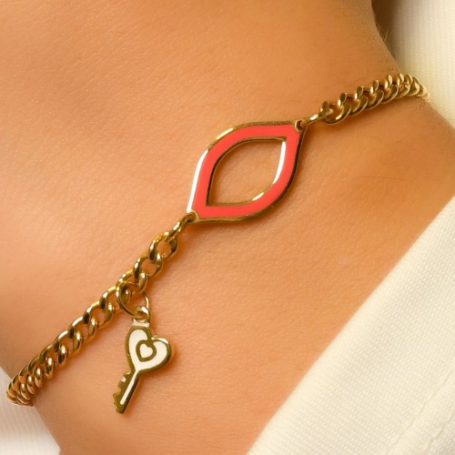 MİNELİ KALP ANAHTAR TASARIM BİLEKLİK 14 AYAR A052427 MİNELİ KALP ANAHTAR TASARIM BİLEKLİK 14 AYAR A052427