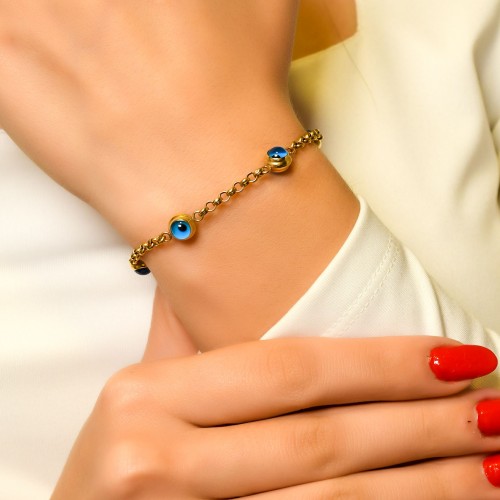 NAZAR BONCUKLU TASARIM BİLEKLİK 14 AYAR A056442 NAZAR BONCUKLU TASARIM BİLEKLİK 14 AYAR A056442