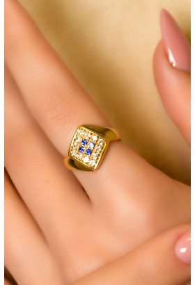 MAVİ TAŞLI FANTAZİ YÜZÜK 22 AYAR A027303