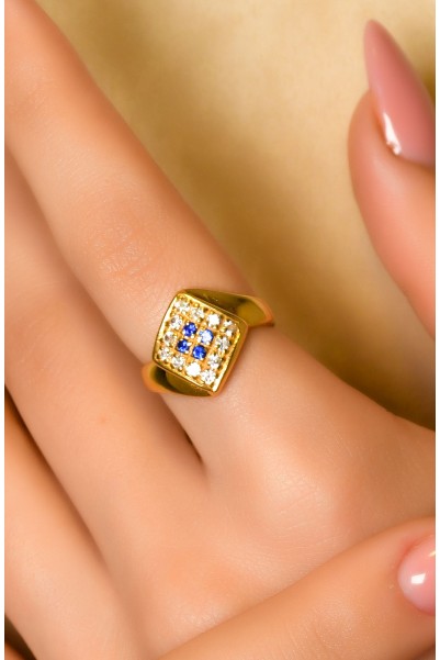 MAVİ TAŞLI FANTAZİ YÜZÜK 22 AYAR A027303 MAVİ TAŞLI FANTAZİ YÜZÜK 22 AYAR A027303