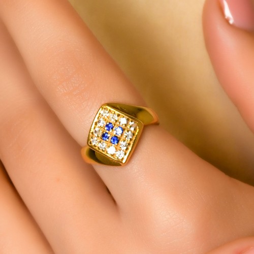 MAVİ TAŞLI FANTAZİ YÜZÜK 22 AYAR A027303