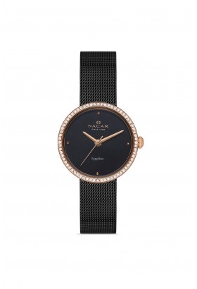 NACAR SİYAH HASIR BAND KADIN KOL SAATİ NC17-3920594-RBMS NACAR SİYAH HASIR BAND KADIN KOL SAATİ NC17-3920594-RBMS