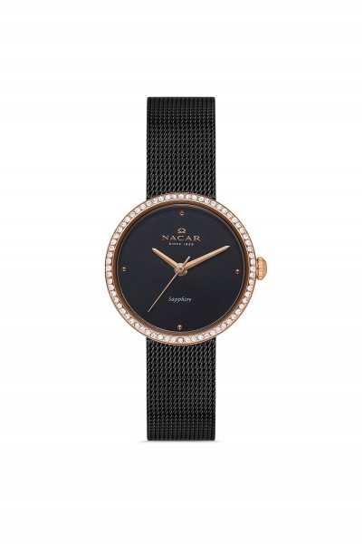 NACAR SİYAH HASIR BAND KADIN KOL SAATİ NC17-3920594-RBMS