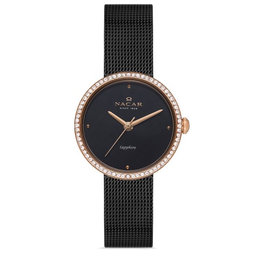 NACAR SİYAH HASIR BAND KADIN KOL SAATİ NC17-3920594-RBMS NACAR SİYAH HASIR BAND KADIN KOL SAATİ NC17-3920594-RBMS