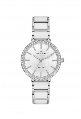 NACAR BEYAZ SERAMİK KADIN KOL SAATİ NC33-398208-AWMS NACAR BEYAZ SERAMİK KADIN KOL SAATİ NC33-398208-AWMS