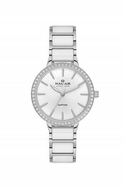 NACAR BEYAZ SERAMİK KADIN KOL SAATİ NC33-398208-AWMS NACAR BEYAZ SERAMİK KADIN KOL SAATİ NC33-398208-AWMS