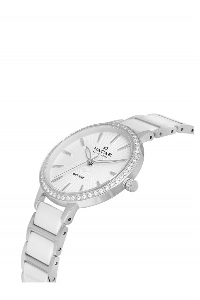 NACAR BEYAZ SERAMİK KADIN KOL SAATİ NC33-398208-AWMS NACAR BEYAZ SERAMİK KADIN KOL SAATİ NC33-398208-AWMS
