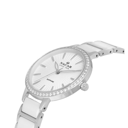NACAR BEYAZ SERAMİK KADIN KOL SAATİ NC33-398208-AWMS NACAR BEYAZ SERAMİK KADIN KOL SAATİ NC33-398208-AWMS