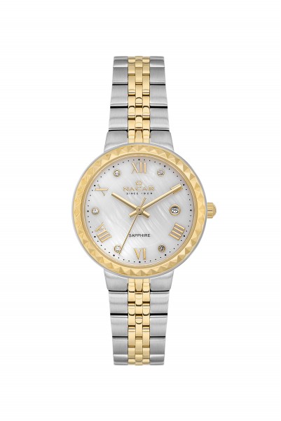 NACAR ÇELİK - SARI METAL BAND KADIN KOL SAATİ NC34-39B716-CSMS