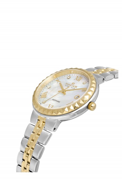 NACAR ÇELİK - SARI METAL BAND KADIN KOL SAATİ NC34-39B716-CSMS