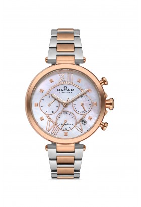 NACAR ÇELİK - PEMBE METAL KADIN KOL SAATİ NC38-396296-EWM